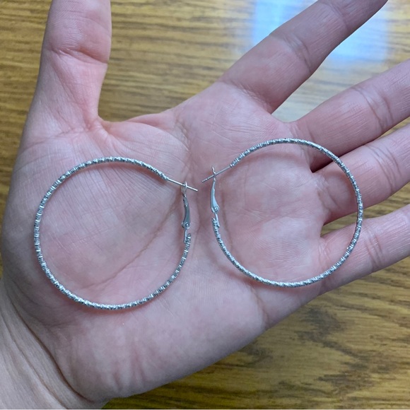 Silver Hoop Earrings - Picture 3 of 7